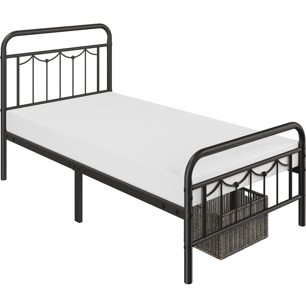 Yaheetech Metal Platform Bed Frame with Headboard and Footboard, Twin Size, Matte Black
