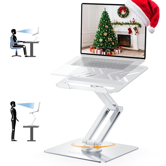 Urmust 360° Rotating Laptop Stand for Desk Adjustable Height, Ergonomic Laptop Riser Standing Desk Converter, MacBook Stand, Computer Lap top Ris