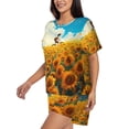 thumbnail image 2 of Uemuo Clear Sky Sunflower Pattern Women's Short-Sleeved Pajama, Button-Front Loungewear, 2-Piece Summer Sleepwear, Elastic Drawstring Shorts-XX-Large, 2 of 7