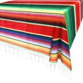 thumbnail image 3 of Hxezoc Mantel Mexicano A Rayas De 59 X 84 Pulgadas, Mantel De Sarape Mexicano De Algodón Con Flecos Cuadrados Grandes Para Decoraciones De Bodas Y Fiestas Mexicanas, Cubierta De Mesa Al Aire Libre (Ro, 3 of 4