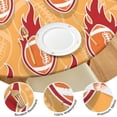 thumbnail image 4 of Orange Flaming Footballs Pattern Round Fitted Tablecloth with Elastic Edge,Dining Table Cover Waterproof,Outdoor Round Tablecloth for Camping,Dining,Indoor and Outdoor, 4 of 7