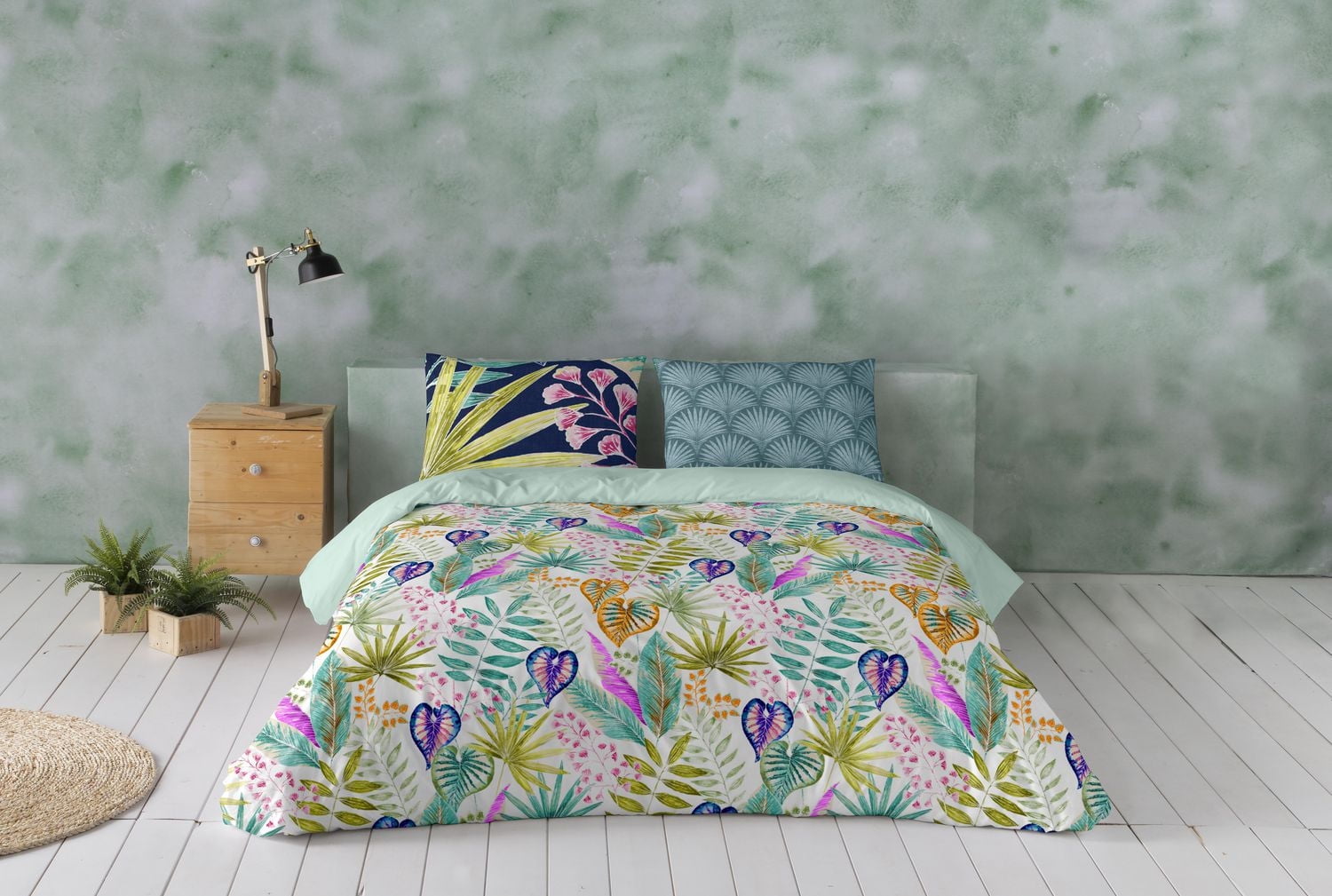 Gouchee Home Tropik Leaf Print Cotton Duvet Cover Set