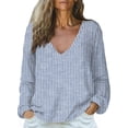 thumbnail image 2 of T-Shirt à Manches Longues pour Femmes Seductiva Liquidation Femmes Hauts Amples en Coton et Lin Blouse à Imprimé Stylée pour Femmes Grande Taille T-Shirt à Manches Longues à Col en V, 2 of 5