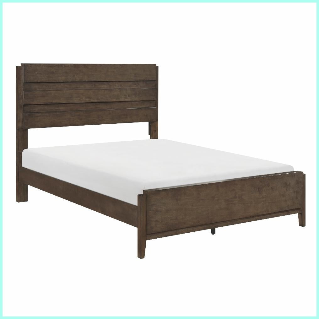 Eastern King Size Solid Rubberwood Panel Bed Frame Dark Walnut Finish for Master Bedroom