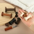 thumbnail image 4 of Wooden Empty Spools Unfinished Wood Thread Spools for Embroidery and Sewing Machines Crafts Wire Weaving Bobbins Dark Brown 2"x1.2", 4 of 6