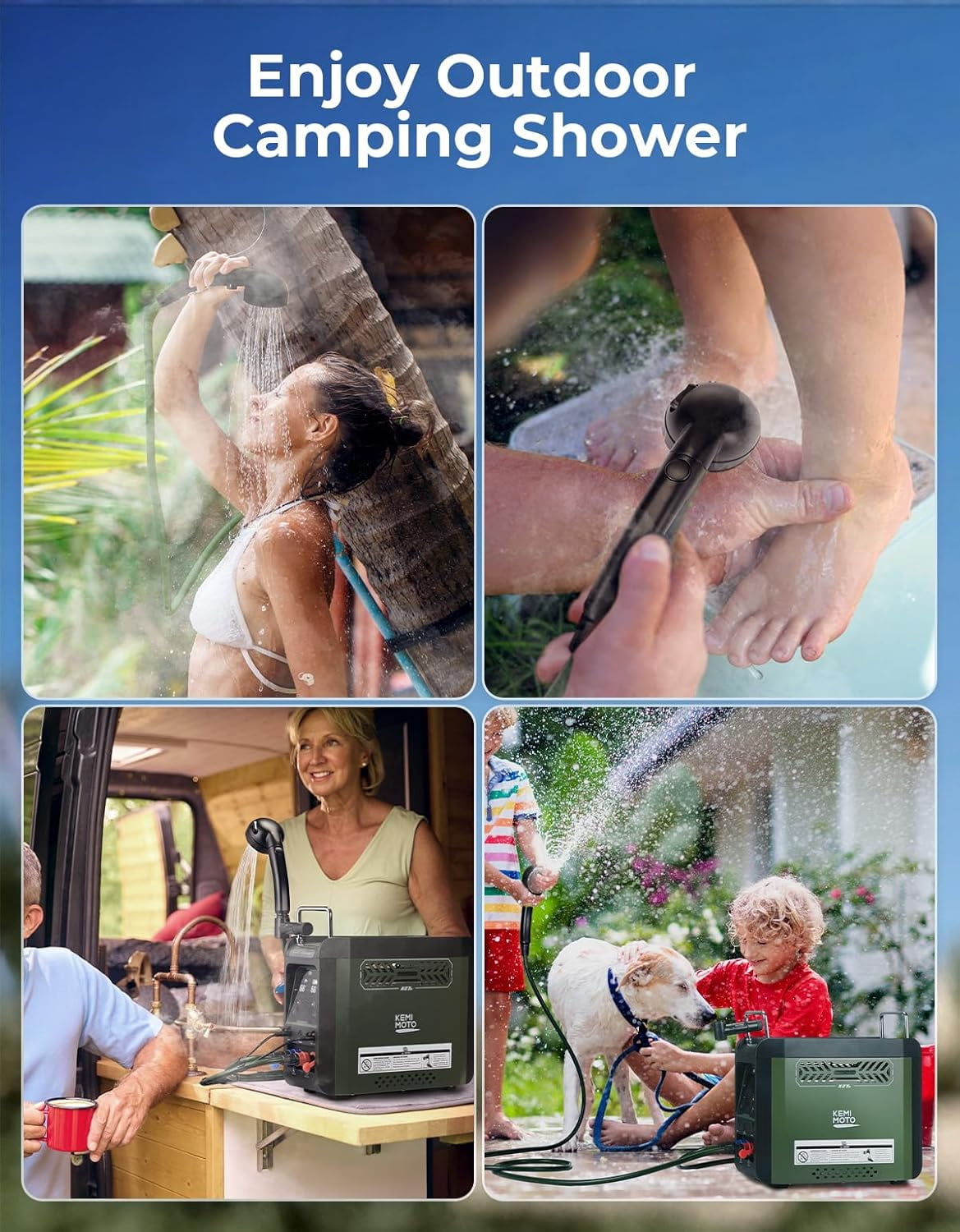 Portable Water Heater Constant Temperature Propane Water Heater Instant Hot 4000mAh Battery for Outdoor Camping Hunting Cleaning