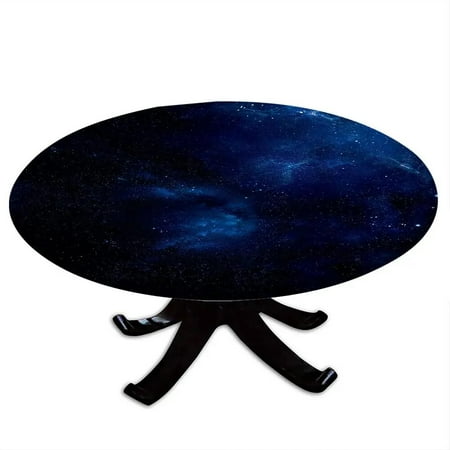 

Starry Sky Galaxy Tablecloth with Elastic Edge Round Table Cloth Universe Table Cover Kitchen Dining Party Picnic Indoor Outdoor 50 -54