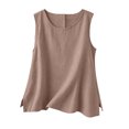 thumbnail image 7 of VBVC Women's Cotton Linen Sleeveless Swing Tank Top , Ladies' Loose Flowy A-Line Blouse , Casual Breathable Summer Shirt For Women, *Khaki , Small, 7 of 7