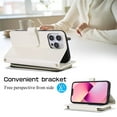 thumbnail image 6 of YEYKX Wallet Case for iPhone 12 Pro Max 6.7inch with Wrist/Shoulder Strap, 9 Card Slots Zipper Purse Luxury Leather Stand Checkered Cell Phone Cover,White,For iPhone 12 Pro Max, 6 of 10