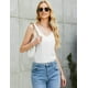 thumbnail image 4 of Ekouaer Camiseta sin mangas de satén de seda para mujer, cuello en V, informal, sin mangas, camisola, blusa básica de verano, 4 of 4