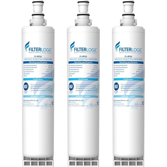 Filterlogic 4396508 Refrigerator Water Filter, Replacement for Whirlpool EDR5RXD1, EveryDrop Filter 5, PUR W10186668, NLC240V, 4396510, 4396508P, 4392857, WF-4396508, Pack of 3
