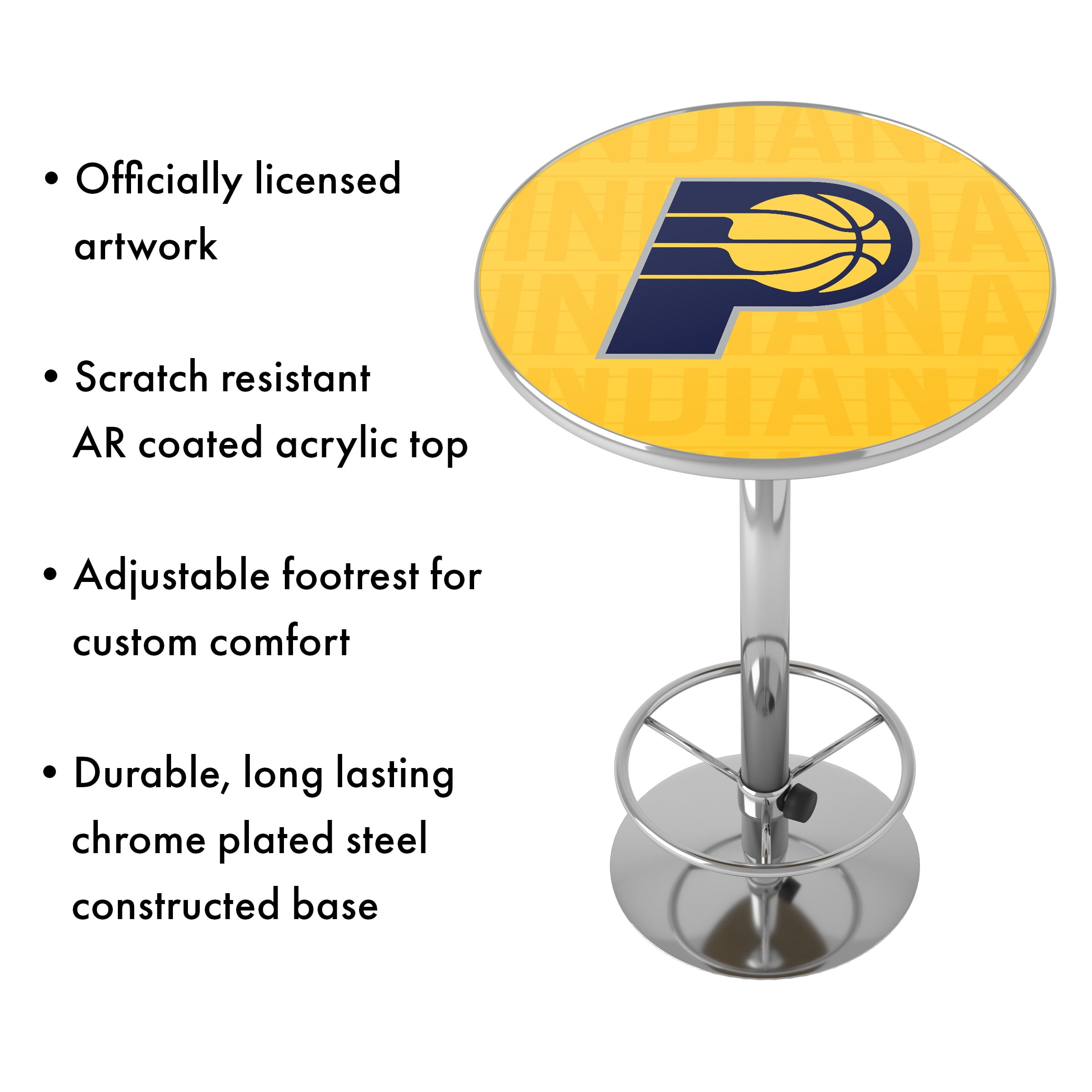 Indiana Pacers City Bar Table with Adjustable Footrest and Acrylic Top