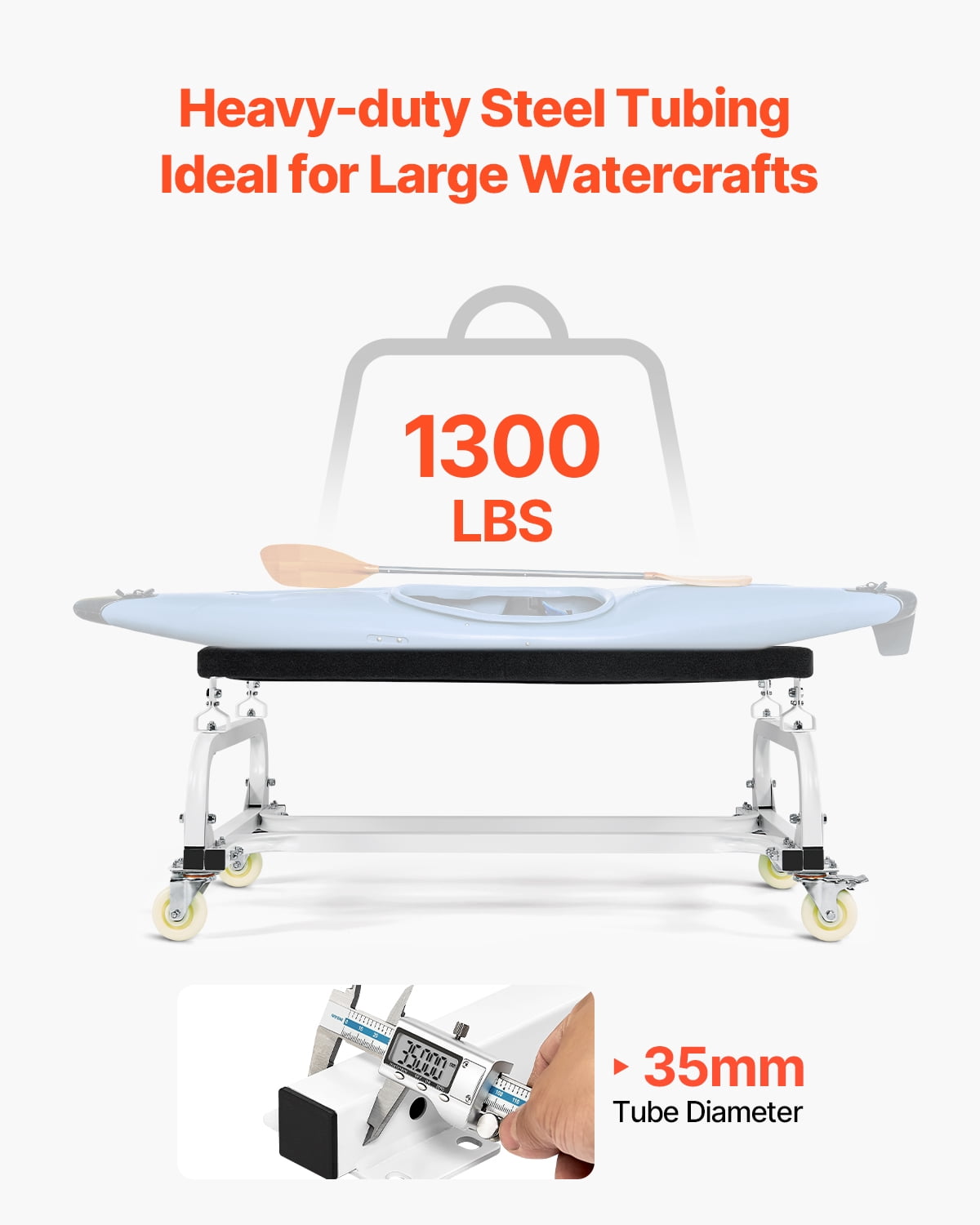VEVOR Watercraft PWC Dolly, 1300 lbs Load Capacity, Jet Ski Stand PWC Cart for Moving Watercraft, Adjustable Bunks with 4 Casters & 2 Brakes, Heavy-Duty Jet Ski Cart for Kayaks, Jet Skis, Speedboats