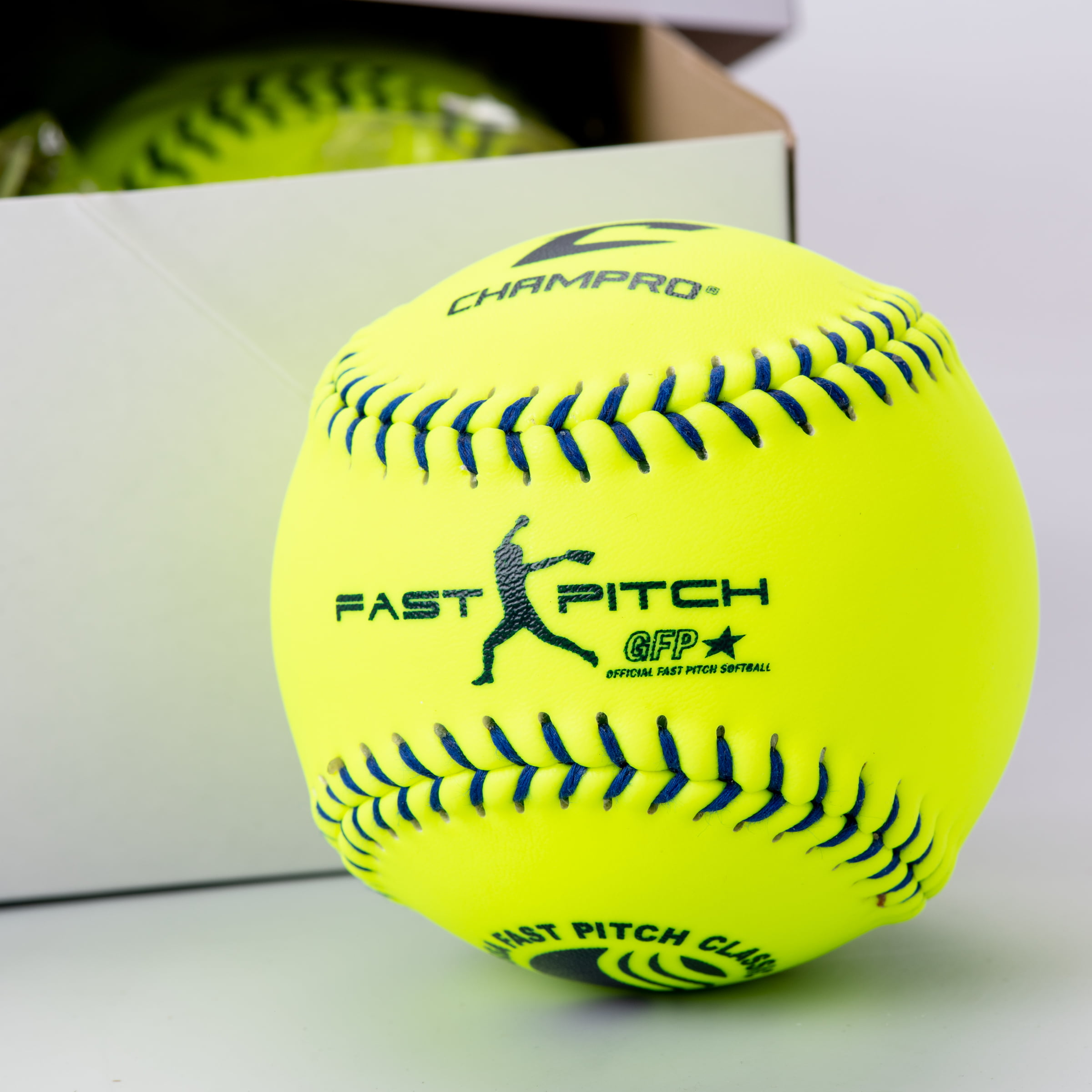 Optic Yellow, 12-Inch Champro Leather USSSA Fast Pitch Ball