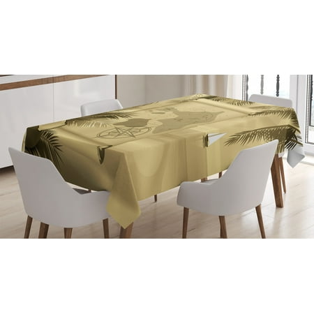 

Island Map Decor Tablecloth Monochrome Retro Treasure Map Tropic Escape Sandy Beach with Palms Exotic Decor Rectangular Table Cover for Dining Room Kitchen 52 X 70 Inches Sepia by Ambesonne