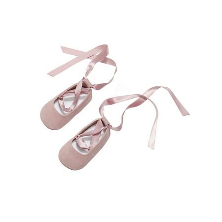 

TFFR Kids Princess Shoes Solid Color Soft Sole Footwear Walking Shoes with Ribbon for Spring Summer Beige/Pink/Golden