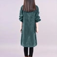 thumbnail image 6 of Efsteb Fall Fashion 2025 Women's Turtleneck Corduroy Dress Winter Thicken Fleece Lined Long Sleeve Dresses with Pocket Loose-Fit (Blue,XXL), 6 of 6