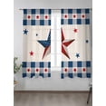 thumbnail image 2 of Sheer Curtains 63 inches Long, 4th of July Patriot Red Texas Stars Blue Plaid Light Filtering Sheer Window Curtains Rod Pocket Voile Drapes for Bedroom Living Room, 52"W x 63"L 2 Panels, 2 of 7