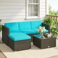 thumbnail image 2 of Outsunny Wicker Patio Furniture w/ Padded Cushions, Corner Sofa Sets, Turquoise, 2 of 10