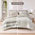 thumbnail image 3 of Regency Heights 7-Piece Comforter Sets, Reversible Striped Comforter Set for Dorm, Lightweight All Season Bedding Set with Pillow Shams,Queen, Neutral, 3 of 10