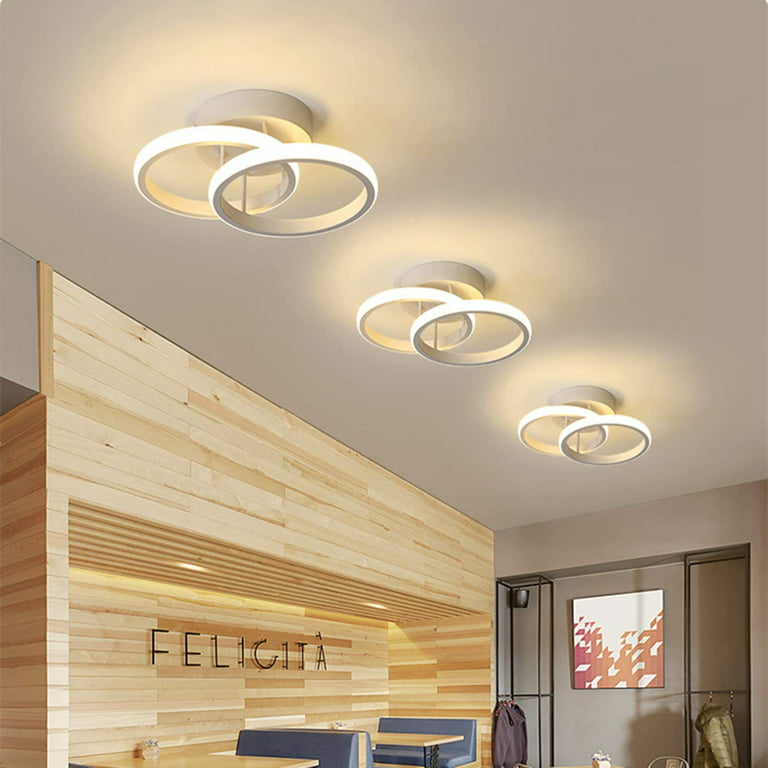 Adisun 2 Rings Flush Mount LED Ceiling Light Fixture, Small Dimmable Lamp3000K-6500K 3 Color 22W, White, Size: 9.45