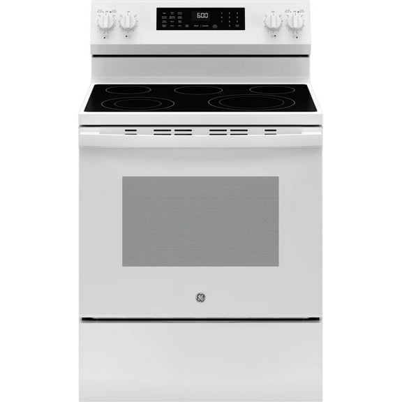 GE 30 Inch Free Standing Radiant Range 5 Element Steam Clean Single Oven GRF600AVWW