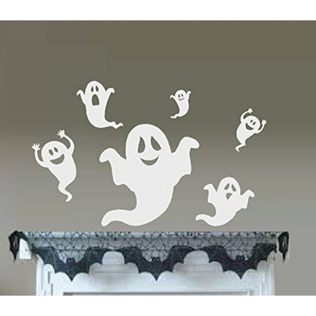 Decal ~ Flying Ghost ~ Halloween ~ Wall or Window Decal 6 Ghost (White)