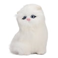 thumbnail image 2 of Figura de gato peludo, gato de piel sintética blanca, figura de gato de piel sintética, estatua decorativa de gato peludo, ultra sensible, 2 of 8