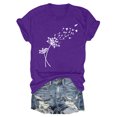 thumbnail image 2 of Nouveaux et Tendances T-Shirts Graphiques Uooqdmx pour Femmes, Hauts Floraux pour Femmes, Mode Plage pour Femmes, Mignons Col Rond Tournesol Graphique Décontracté Imprimé, Hauts de Printemps pour Femmes 2025, Violet m, 2 of 3