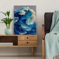 thumbnail image 5 of Indigo Sky Blue Fluid Abstract Canvas Print, Textured Curved Shape Minimal Modern Home Bedroom Wall Decor Art, 5 of 8