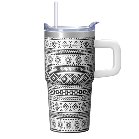 Bohemian Design 20oz Tumbler with Lids and Straws, Double Wall Vacuum Insulated Stainless Steel Coffee Travel Mug, Leakproof