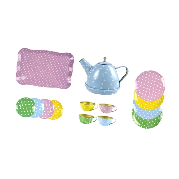 Juego de té pequeño para niña, juego de fiesta de té, juego de motricidad fina, juego de tetera y taza Azul