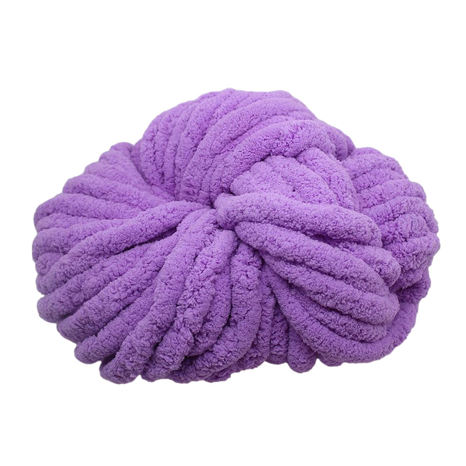 Abbraccia Chunky Chenille Yarn Acrylic Fibers Gauge 7 Jumbo Giant Washable Bulky Yarn Thick Yarn for Sofa Throw Crocheting Hat Blanket Light Violet