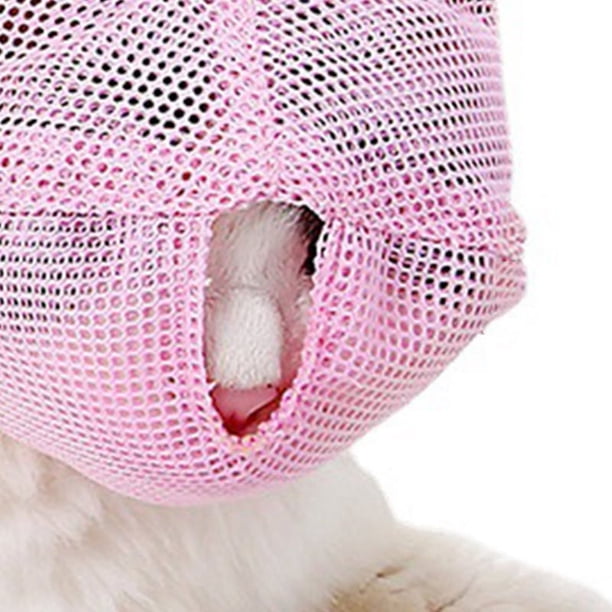 Bozales para gatos multiusos ajustable resistencia a las mordeduras cubierta de boca de gato de malla transpirable para gatos gatitos rosa