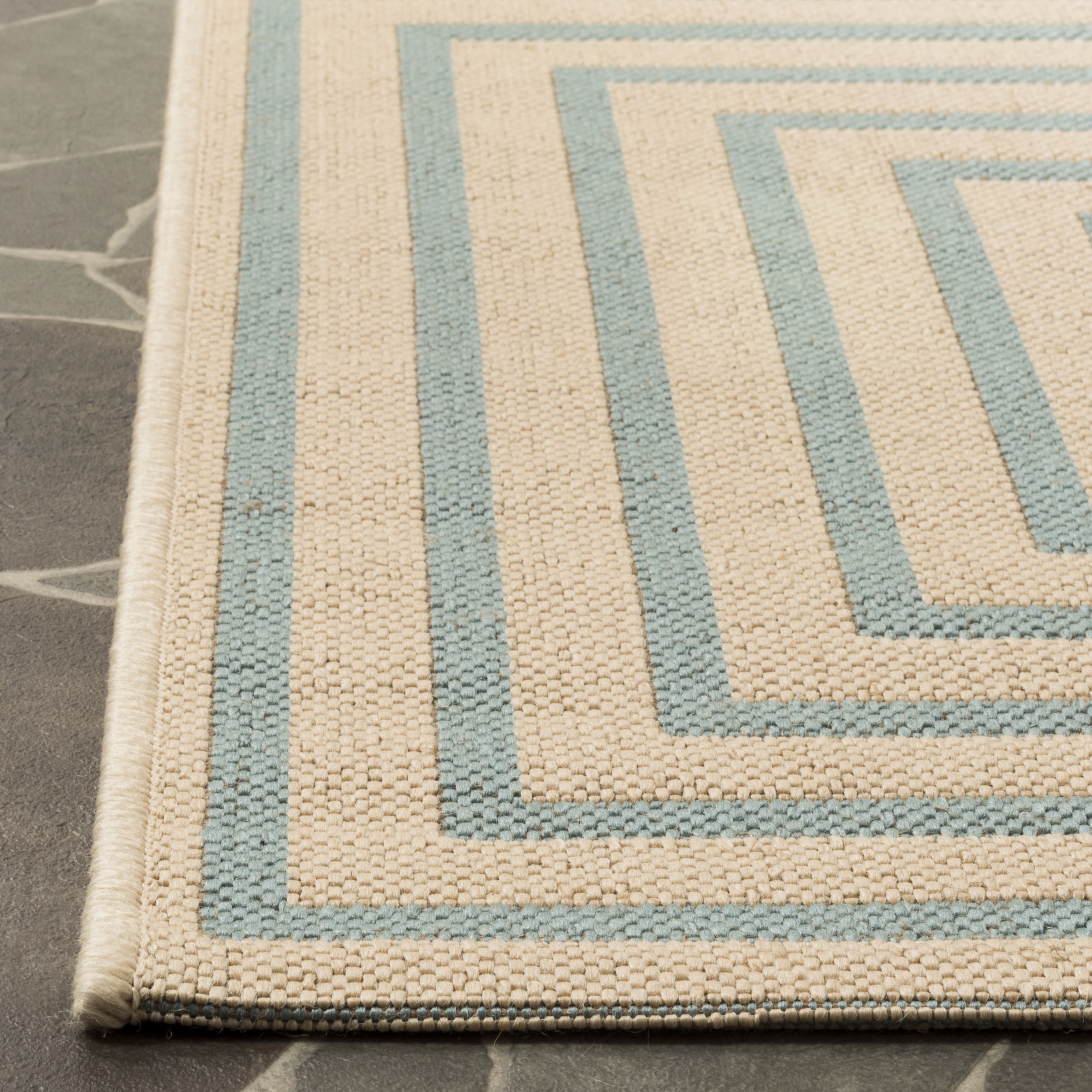 Safavieh Linden Amelia Geometric Indoor/Outdoor Area Rug, Cream/Aqua, 9' x 12'
