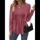 thumbnail image 2 of Blusa Tipo Túnica Plisada de Larga Abullonada para Mujer, Cuello Redondo, Estilo Elegante, Informal, Holgada, para Verano Rojo Ladrillo XXL, 2 of 5