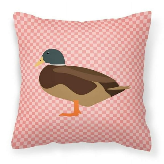 Carolines Treasures BB7867PW1818 Silver Bantam Duck Pink Check Fabric Decorative Pillow, 18 x 18 in.