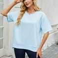 thumbnail image 3 of Women Crew Neck Half Sleeve Sweatshirt Tops Summer Loose Elbow Length Tee Shirts Business Casual Blouses Womens Solid Shirt Tunic Raglan Women's Tee Shirts Shirts for Women Trendy Plain Tees for Women, 3 of 7