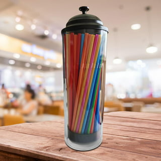 SimplyImagine Acrylic Straw Dispenser - 13 Inch Tall Drinking Straw Holder  for Kitchen, Pop Up Straw Lid Dispenser for Extra Long & Jumbo Straws, Old