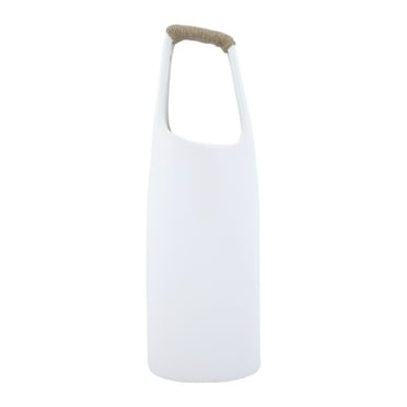 Bloomingville Stoneware Vase with Rattan Wrapped Top Handle, White