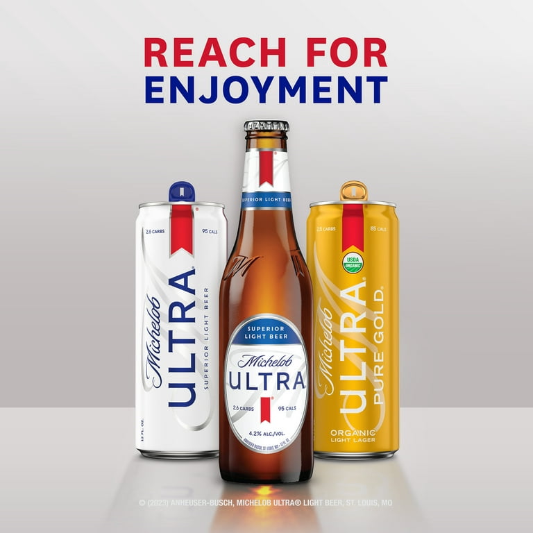Michelob ULTRA Light Beer, 3 Pack Beer, 25 fl oz Cans, 4.2% ABV, Domestic
