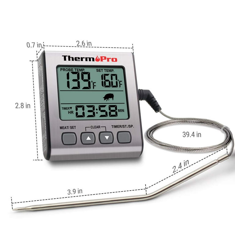 ThermoPro TP06S Digital Orange Grill Meat Thermometer for Smoker Grilling  Food BBQ with Stainless Steel Probe and Backlight TP-06S - The Home Depot
