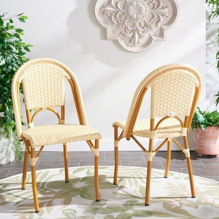 SAFAVIEH California Outdoor Patio Side Chair  Natural  Set of 2