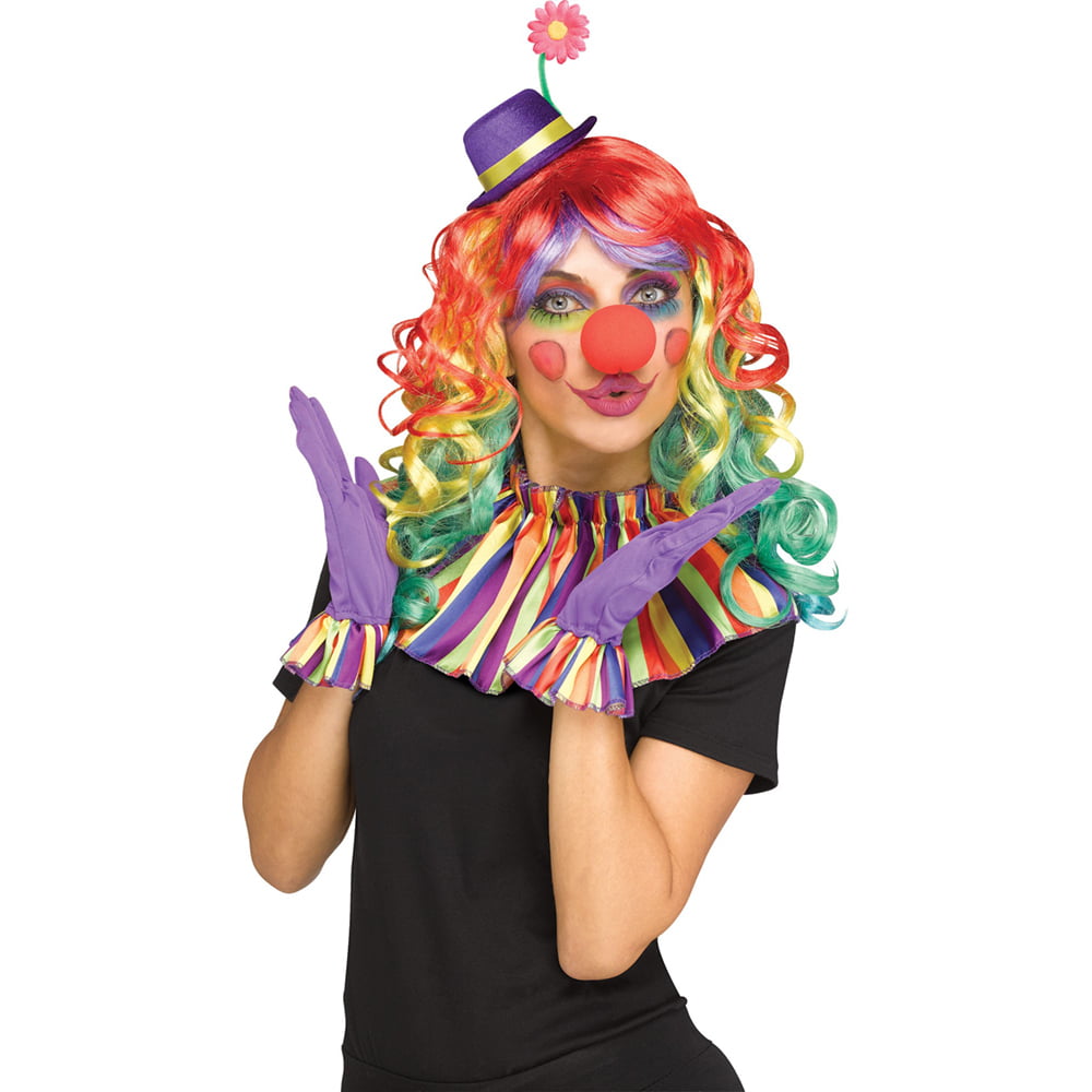 Mens Rainbow Hat  Clown Adult Circus Halloween Funny Fancy Dress Accessory 
