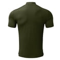 thumbnail image 4 of Men Short Sleeves Top High Elasticity Pure Color Turtleneck Slim Fit Undershirt Pullover OD Green S Rawiri, 4 of 6