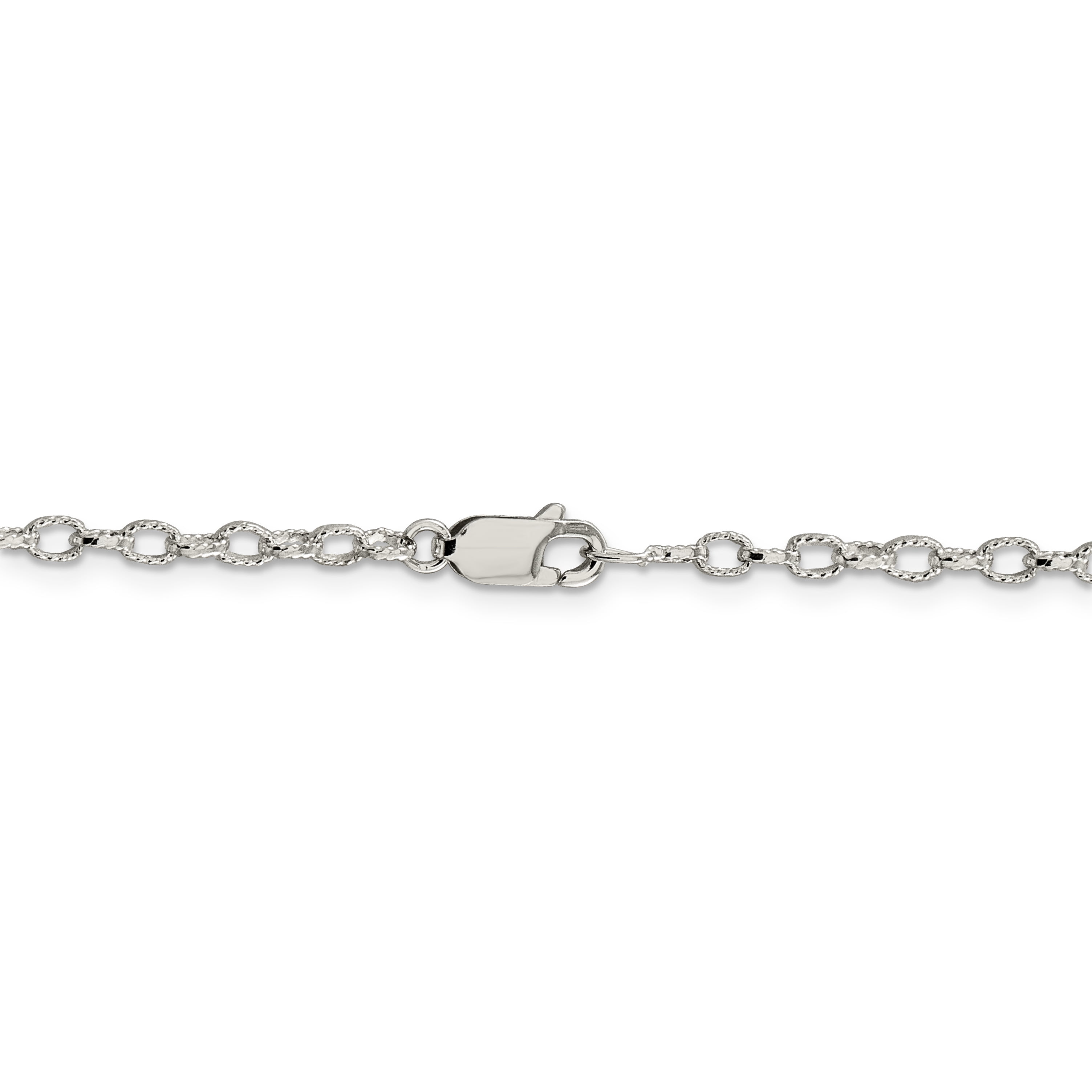 14K White Gold Over Sterling Silver Italian Crafted 3MM 20 Inches Rolo Link Chain