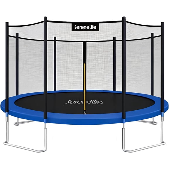 SereneLife Outdoor Trampoline with Enclosure Net & Ladder – 8FT, 10FT, 12FT & 14FT Heavy-Duty Anti-Rust Trampoline for Kids & Adults
