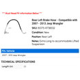 thumbnail image 2 of Rear Left Brake Hose - Compatible with 2007 - 2013 Jeep Wrangler 2008 2009 2010 2011 2012, 2 of 2
