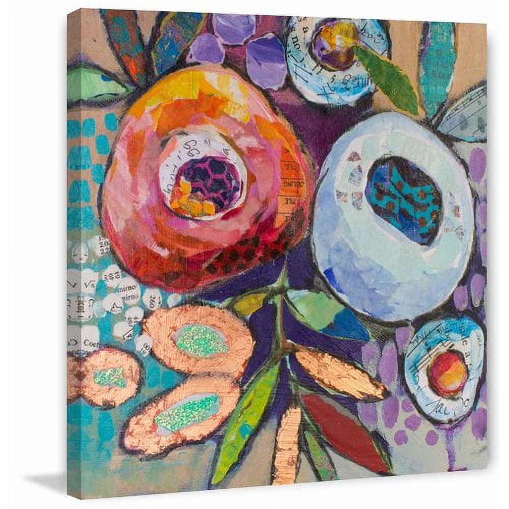"Plastered Flowers" Painting Print on Wrapped Canvas
