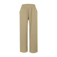 thumbnail image 4 of TRUBKH Womens Linen Pants Pinstripe Pants Palazzo Pants Elastic Waist Summer Pants for Women Elastic Smock Waist Baggy Tapered Pants Women Casual Pants for Women Pull On Pants Beige L, 4 of 9